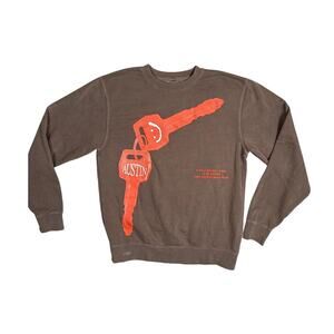 Post Malone Austin 2023 Tour Crewneck Brown Keys Logo Concert Sweatshirt M